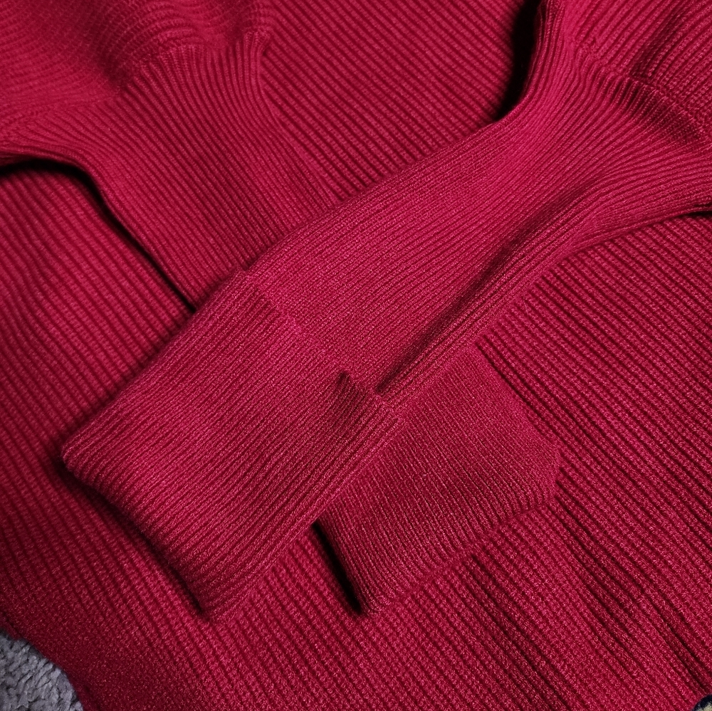 Halara High Neck Long Sleeve Asymmetric Hem Work Sweater - Picture 8 of 12